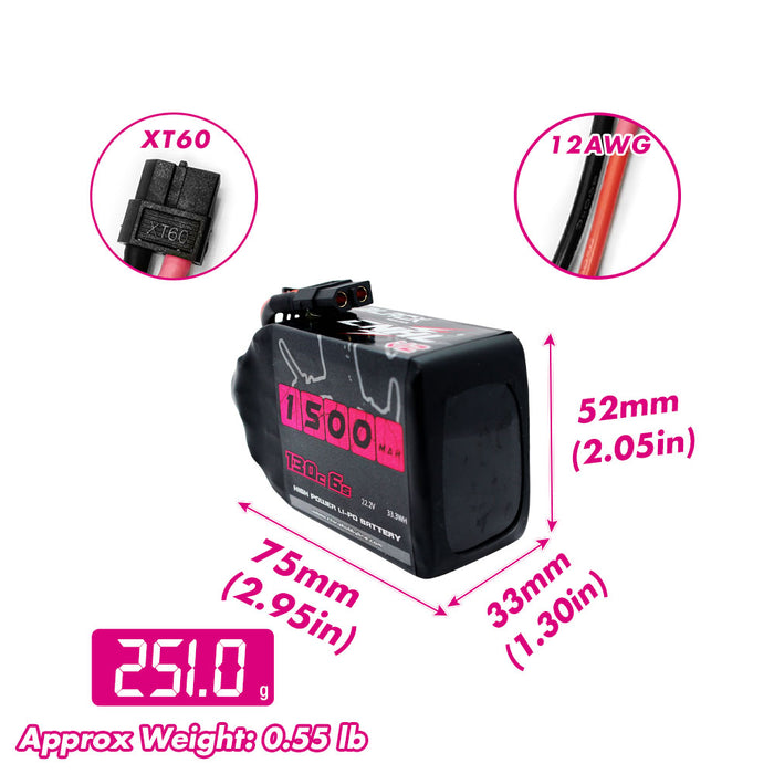 CNHL MiniStar 1500mAh 6S 120C LiPo view 3