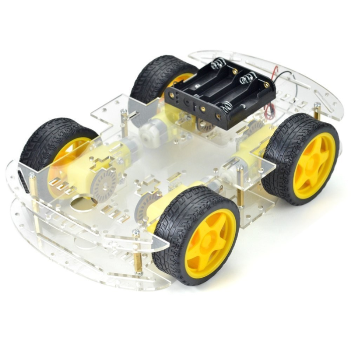 Robocraze DIY 4-Wheel Drive Robot Smart Car Chassis Kit with Speed Encoder (Longer Version)
