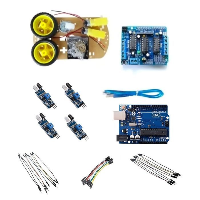 Arduino UNO DIY Line Follower Robot Kit (L293D Motor Shield + IR Sensors)