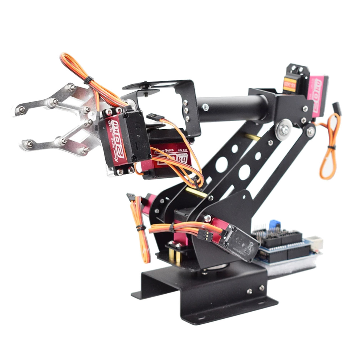 6-DOF Aluminium Robotic Arm Kit with MG996R + MG90S Servos and Gripper
